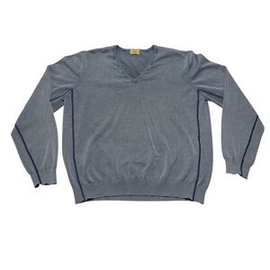 Tre Vero Gray Sweater Men’s Size Medium/Large Pullover V Neck Knit Preppy